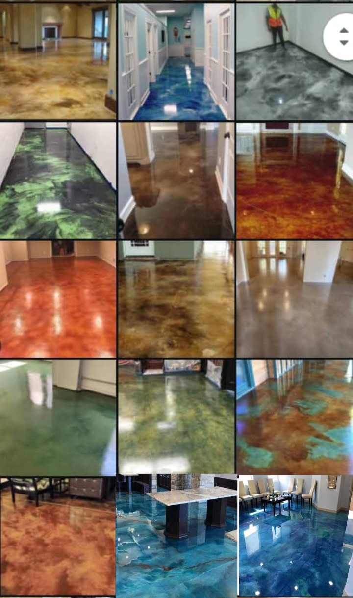 Decorative polished concrete finish interior